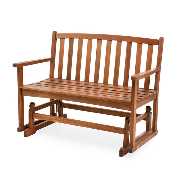 Plow & Hearth Eucalyptus Wood Love Seat Glider Lancaster Outdoor Furniture Collection