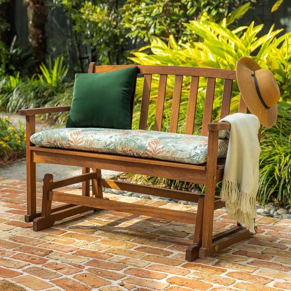plow & hearth Eucalyptus Wood Love Seat Glider Lancaster Outdoor Furniture Collection