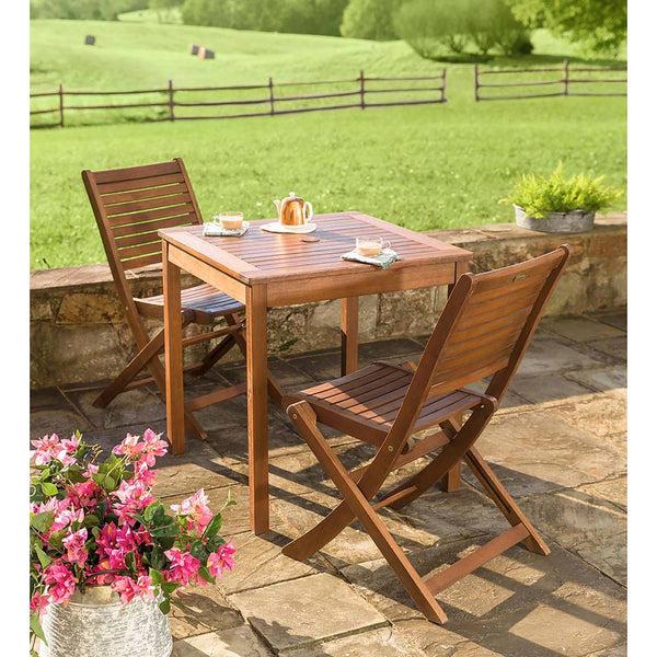 Plow & Hearth Eucalyptus Wood Outdoor Square Bistro Table