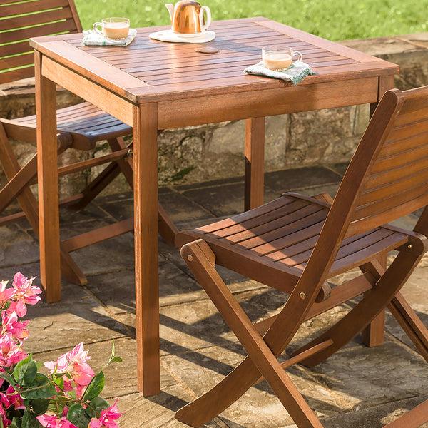 plow & hearth Eucalyptus Wood Outdoor Square Bistro Table