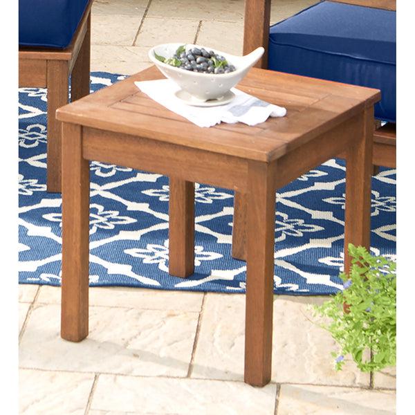 plow & hearth Eucalyptus Wood Side Table Lancaster Outdoor Furniture Collection - Natural