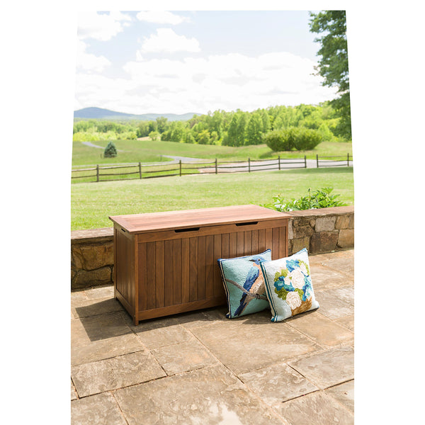 Plow & Hearth Eucalyptus Wood Storage Box Lancaster Outdoor Furniture Collection