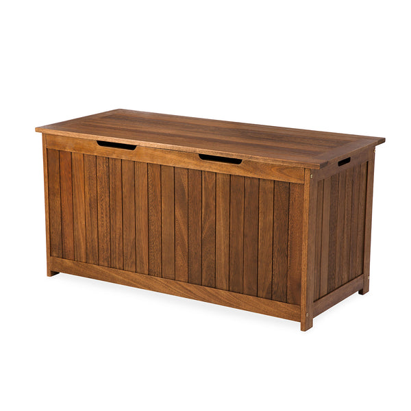 Plow & Hearth Eucalyptus Wood Storage Box Lancaster Outdoor Furniture Collection