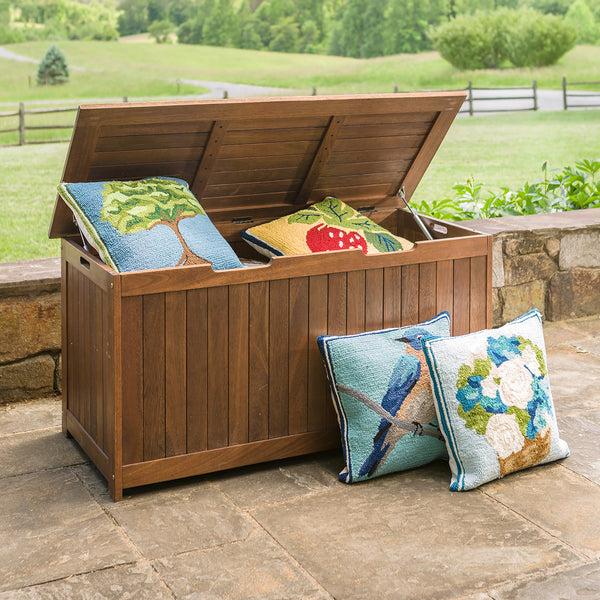plow & hearth Eucalyptus Wood Storage Box Lancaster Outdoor Furniture Collection