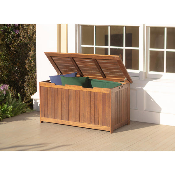 plow & hearth Eucalyptus Wood Storage Box Lancaster Outdoor Furniture Collection
