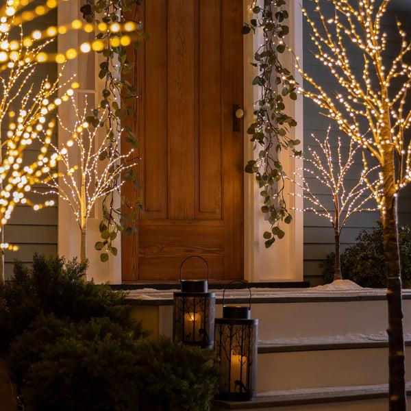 plow & hearth Extra Large Indoor/Outdoor Birch Tree with 750 Warm White Lights