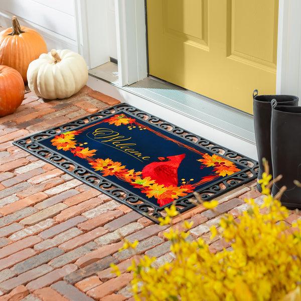 plow & hearth Fall Cardinal Wreath Sassafras Estate Mat
