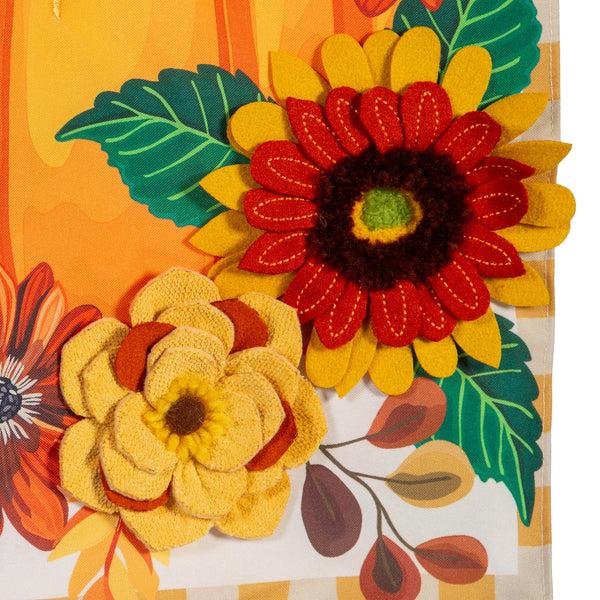 Plow & Hearth Fall Floral Pumpkin Everlasting Impressions Textile Décor