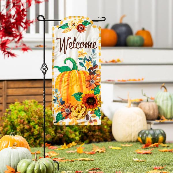 plow & hearth Fall Floral Pumpkin Everlasting Impressions Textile Décor