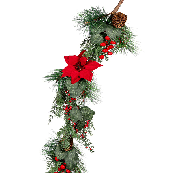 Plow & Hearth Feels Like The Holidays Garland Artificial Pine 72”H