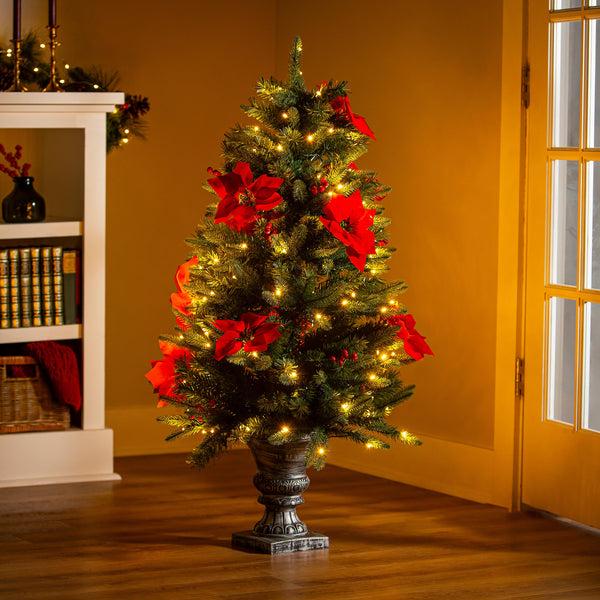 Plow & Hearth Feels Like The Holidays Tree Artificial Pine LED In Pot 47”H