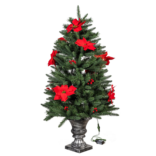 Plow & Hearth Feels Like The Holidays Tree Artificial Pine LED In Pot 47”H