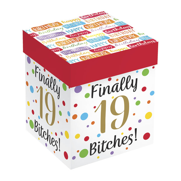 Plow & Hearth Finally 19 Bitches Stemless Glass 17oz Gift Box