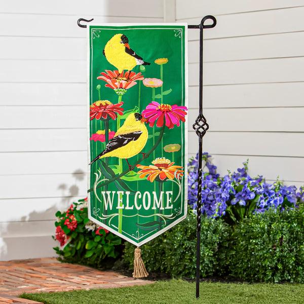plow & hearth Finches and Flowers Everlasting Impression Textile Décor
