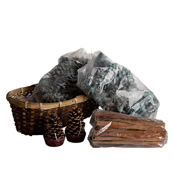 Plow & Hearth Fire Starter Holiday Gift Basket With Fatwood Color Cones And Wax Cones