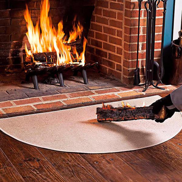 Plow & Hearth Flame Resistant Fiberglass Half Round Hearth Rug 27" X 48"