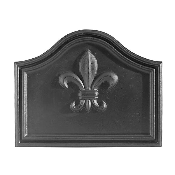 plow & hearth Fleur de Lis Cast Iron Fireplace Fireback In Matte Black Finish