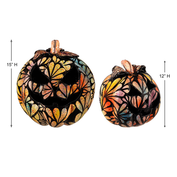 Plow & Hearth Floral Burst Ceramic Talavera Pumpkin Small