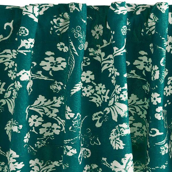 Plow & Hearth Floral Damask Rod-Pocket Homespun Insulated Curtain Panel 42"W X 96"L