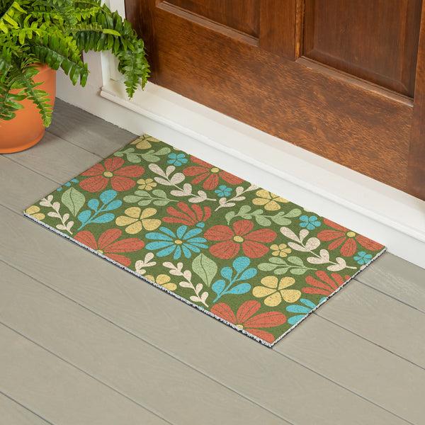 Plow & Hearth Floral Mod PVC Trapper Mat Ditsy 28"x16"