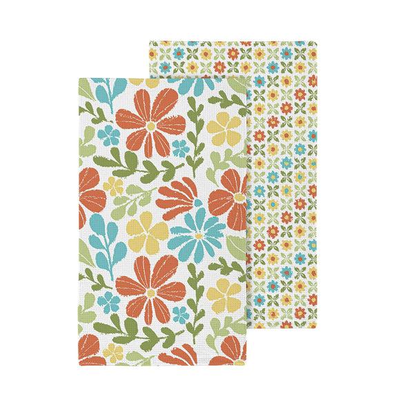 Plow & Hearth Floral Mod Quick Dry Kitchen Towel 18" X 30"
