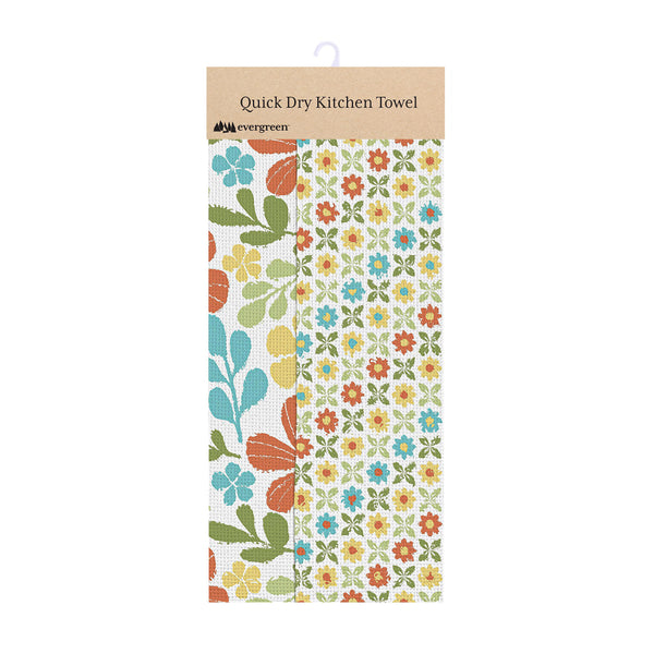 Plow & Hearth Floral Mod Quick Dry Kitchen Towel 18" X 30"