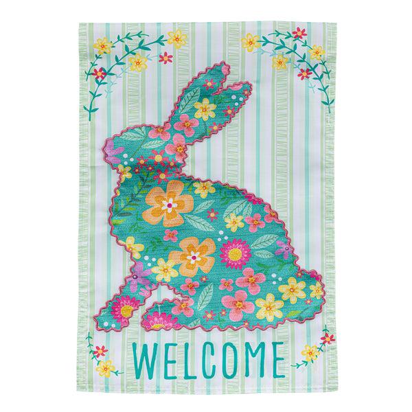 Plow & Hearth Floral Patterned Bunny Applique Garden Flag