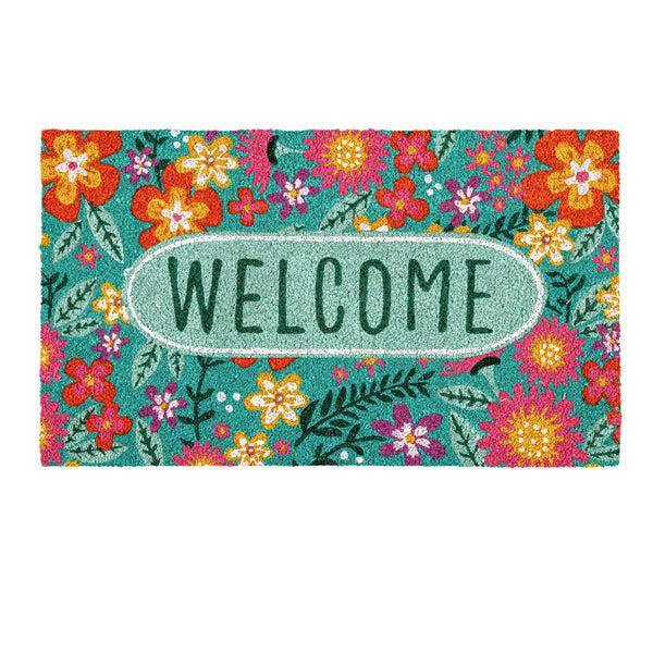 Plow & Hearth Floral Patterned Bunny Florals Coir Mat