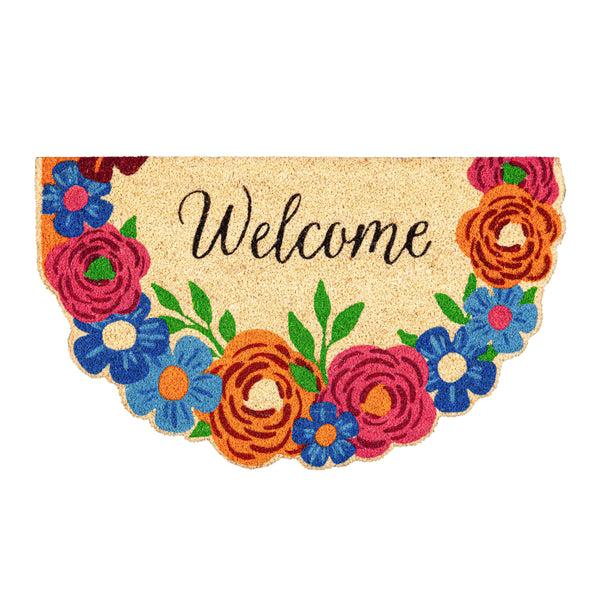 Plow & Hearth Floral Patterned Bunny Florals Shaped Coir Mat