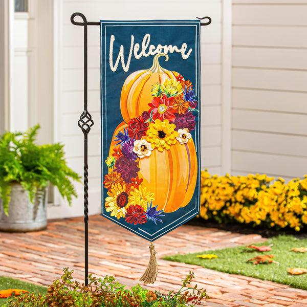 plow & hearth Floral Wrapped Pumpkin Everlasting Impressions