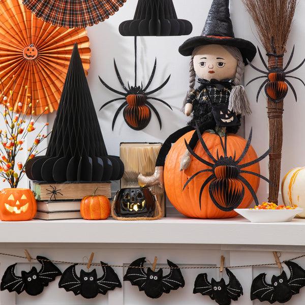 Plow & Hearth Foldable Paper Spider Hanging Décor Set
