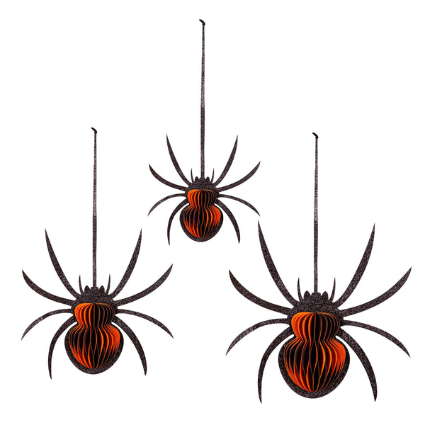 plow & hearth Foldable Paper Spider Hanging Décor Set