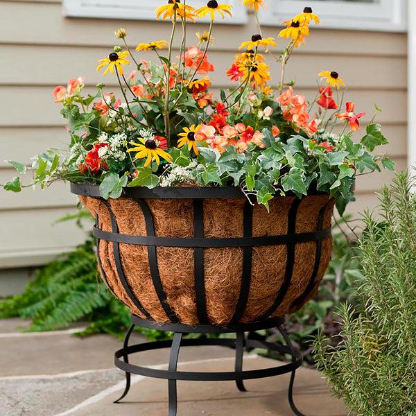 Plow & Hearth Footed Metal Basket Planter With Coco Liner
