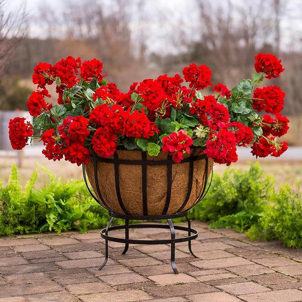 plow & hearth Footed Metal Basket Planter with Coco Liner