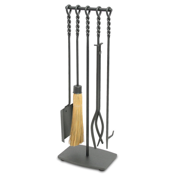 Plow & Hearth Forged Iron Soldiered Row Fireplace Tool Set