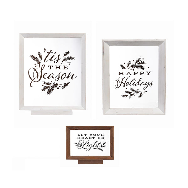 Plow & Hearth Framed Christmas Wishes Holiday Accents Set Of 3