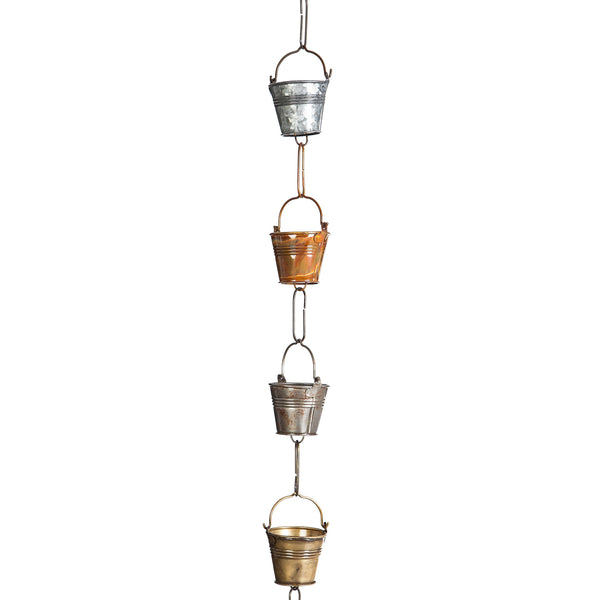 plow & hearth Galvanized Iron Buckets in a Silver Flake Copper Gun Metal and Tarnished Brass Finish