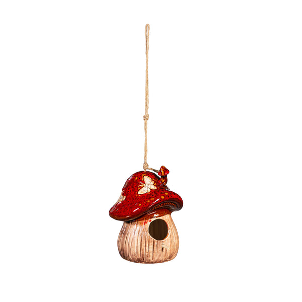 Plow & Hearth Garden Of Wonder Bird House Ceramic Fantasy Mushroom
