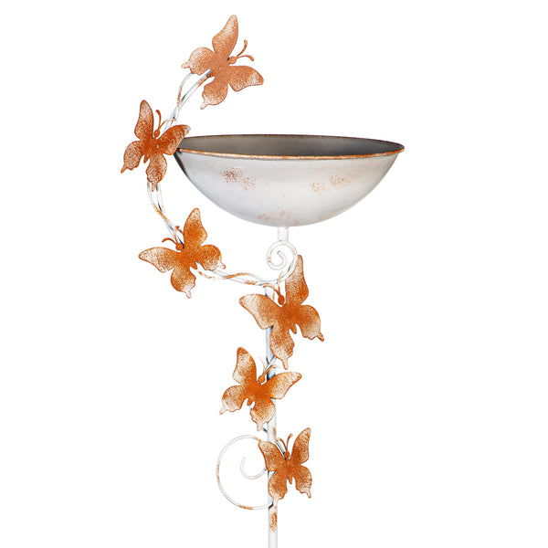 Plow & Hearth Garden Of Wonder Birdbath Metal Staked Butterfly