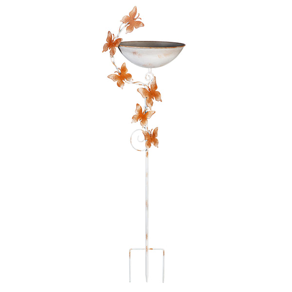 Plow & Hearth Garden Of Wonder Birdbath Metal Staked Butterfly