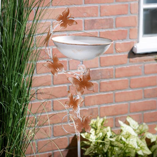 plow & hearth Garden of Wonder Birdbath Metal Staked Butterfly