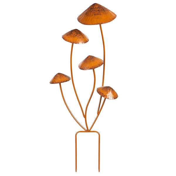 Plow & Hearth Garden Of Wonder Garden Stake Metal Multi Mushroom 28"