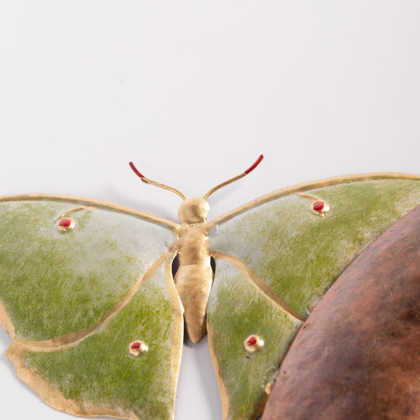 Plow & Hearth Garden Of Wonder Indoor Wall Décor Metal Luna Moths & Crescent Moon