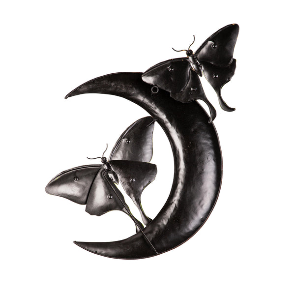 Plow & Hearth Garden Of Wonder Indoor Wall Décor Metal Luna Moths & Crescent Moon