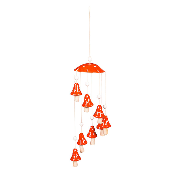 Plow & Hearth Garden Of Wonder Outdoor Hanging Décor Ceramic Red Mushroom
