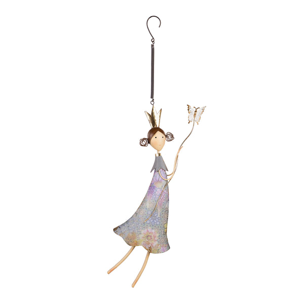 Plow & Hearth Garden Of Wonder Outdoor Hanging Décor Hand-Painted Metal Fairies With Bugs Set Of 2