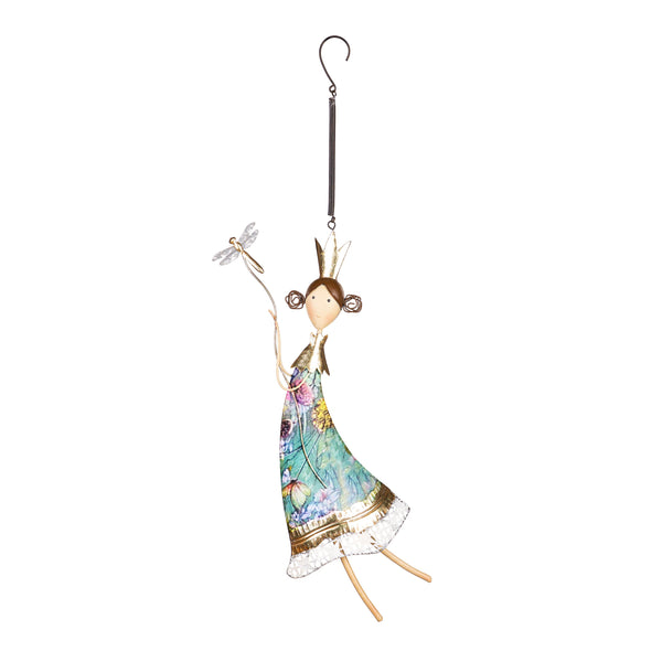 Plow & Hearth Garden Of Wonder Outdoor Hanging Décor Hand-Painted Metal Fairies With Bugs Set Of 2