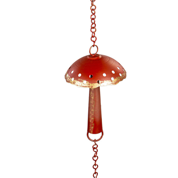 Plow & Hearth Garden Of Wonder Rain Chain 72" Red Metal Mushroom