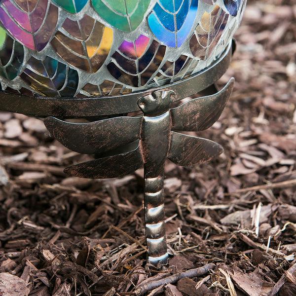 Plow & Hearth Gazing Ball Hardware Stand Dragonfly Adorned