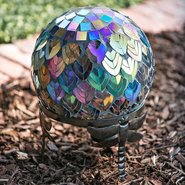 Plow & Hearth Gazing Ball Hardware Stand Dragonfly Adorned